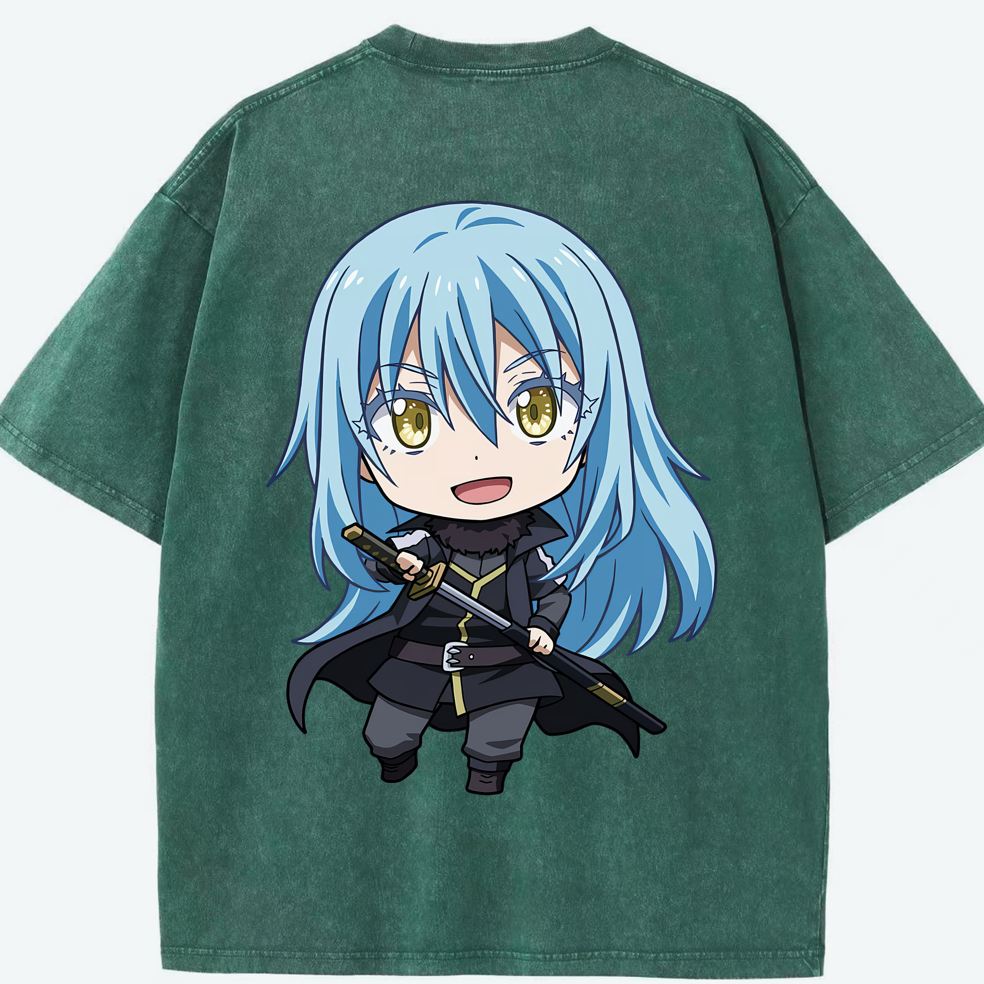 （画像用） 転スラ Regarding Reincarnated to Slime 綿100% ヴィンテージ風 半袖Tシャツ（背面プリント）
